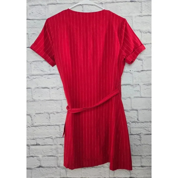 Revolve Academie The Turk Mini Wrap Dress in Red Stripe Size Small. - Picture 6 of 10